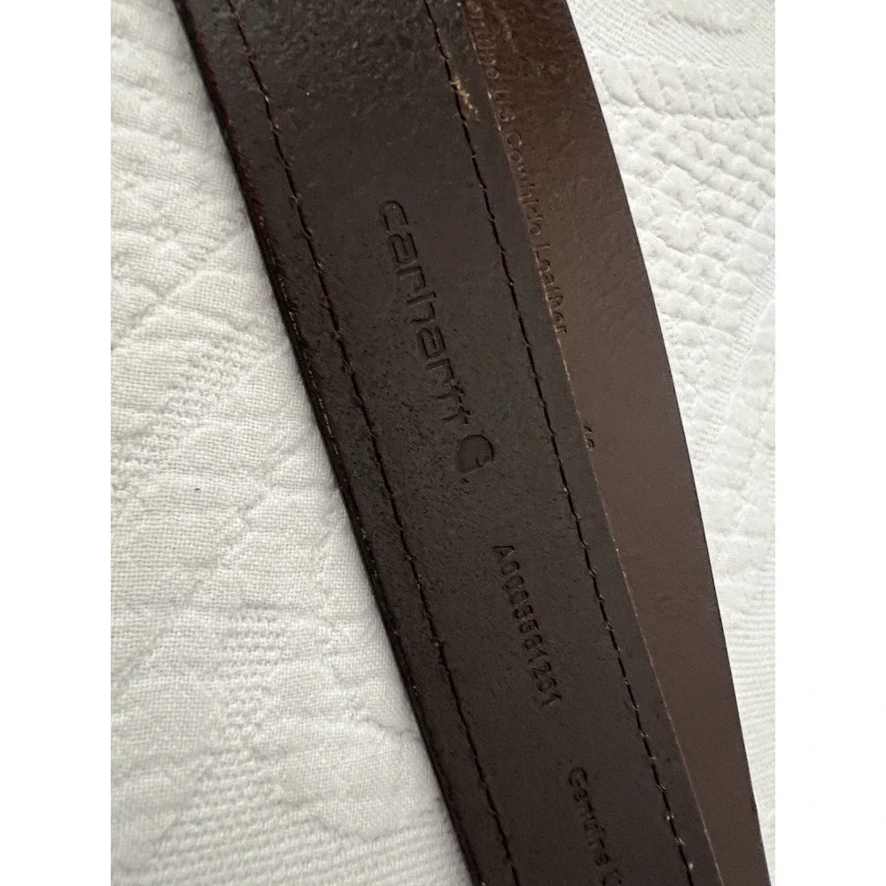 LOT of 2 Carhartt Mens Leather Belt Size 40 Brown Brass Brushed Nickel NICE